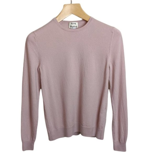 Acne Studios Clissold O Medium Dusty Pink Merino Wool Crew Neck Sweater